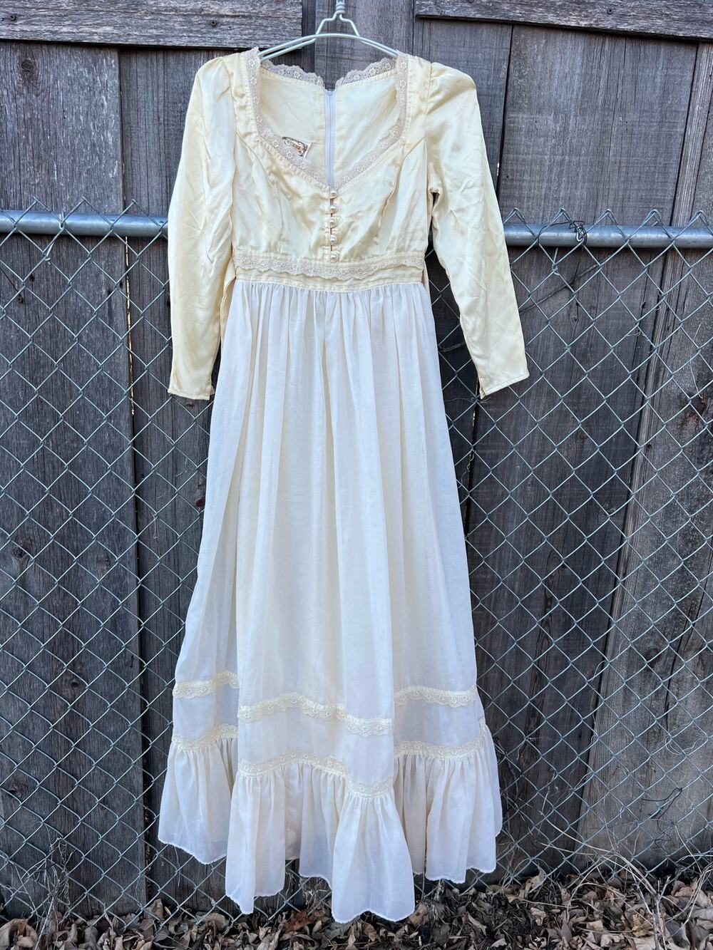 70s Gunne Sax Off White Romantic Victorian Prairie Wedding Dress Sleeves Size 5